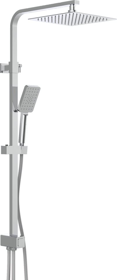 SCHÜTTE SILVER RAIN Douchesysteem - Regendouche - Met Push-Button Omsteller - Rail Van 80 Tot 120 cm Uittrekbaar - Chroom
