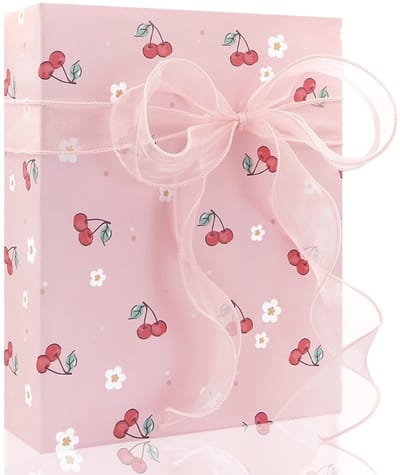Cosensi- Cadeaupapier Roze Kersen - Inpakpapier Verjaardag - Babyshower - Hawaii Themafeest - 4 Vellen 50x70 cm - Matte Afwerking