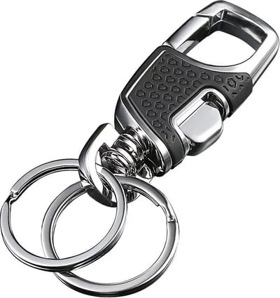 Ultra-Luxe Autosleutelhanger Met 2 Sleutelringen I Incl. Karabijnhaak I Metalen Sleutelhanger I Extra Stevig I RVS I Zwart