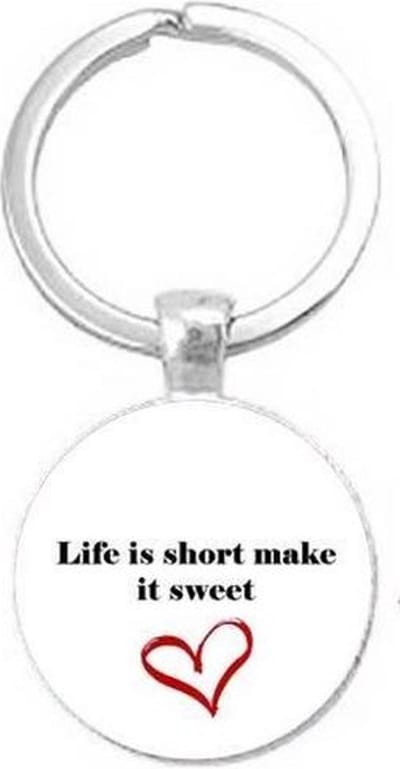 Akyol - life is short make it sweet Sleutelhanger - Life - de echte levensgenieter - life - live is short - leven - 2,5 x 2,5 CM