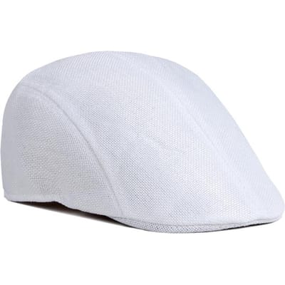 Zomer Gaas Baret Hoed Voor Mannen Effen Zwart Wit Ademend Nieuwsjongen Pet Vrouwen Retro Schildersmuts Dunne Platte Visgraat Hoed Baret 56to58cm white