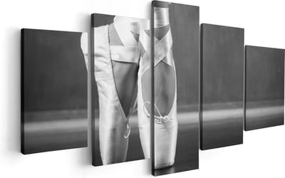 Artaza Canvas Schilderij Vijfluik Ballet Schoenen van een Ballerina - Zwart Wit - 100x50 - Foto Op Canvas - Canvas Print
