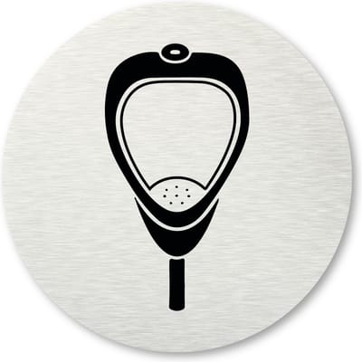 Pictogram Urinoir - aluminum rvs look - deurbordje - 8,5 x 8,5 cm - zelfklevend - rond