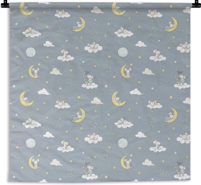 Wandkleed - Wanddoek - Muis - Maan - Patronen - 180x180 cm - Wandtapijt