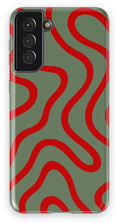 DripCase Curvy Lines Hoesje Samsung Galaxy S21 Plus | Backcover met Mag | Design Tough Case Samsung Galaxy S21 Plus Crimson Terrain