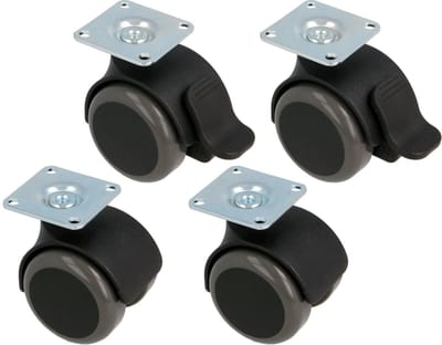 AMIG Set van 4 Transportwielen 50mm - rem / geen rem – Meubelwielen - 100-150kg Draagvermogen