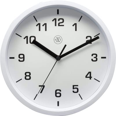nXt Easy Small – Wandklok – 20 cm – Kunststof – Wit – Witte wijzerplaat