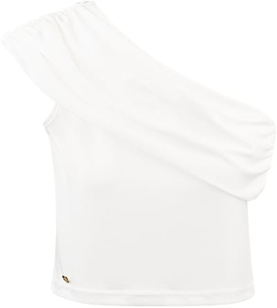 Innovatieve Mouwloze Crop Top met Asymmetrisch Ontwerp - Wit - Maat L