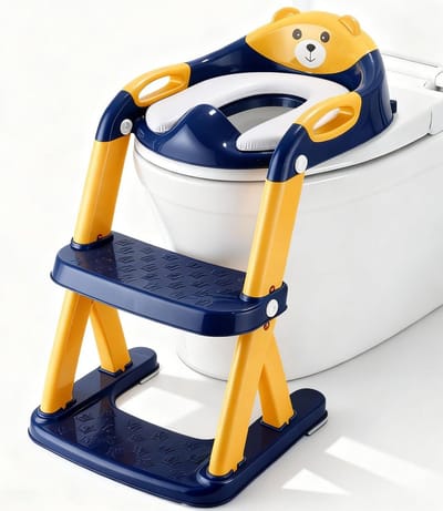 Kinder Toiletbril - Zindelijkheidstrainer Trap - Zelfstandig Zitten - Verstelbare Hoogte - 33x22 cm - Geel