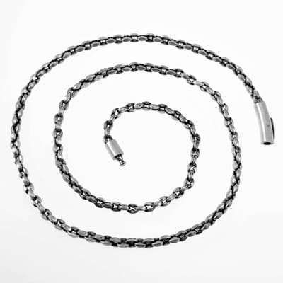 67cm x 4,5mm Ketting Heren - Mat zilverkleurig Antiek Staal - Koffieboon Schakelketting