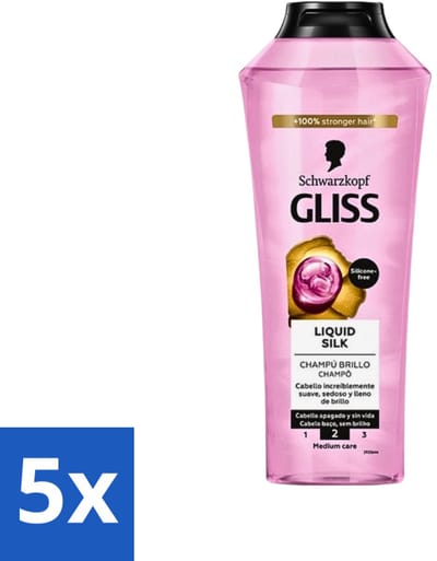 Gliss-Kur - Shampoo - Liquid Silk - Zijdezachte Haarverzorging - 400 ml - Bulkverpakking - 5 stuks