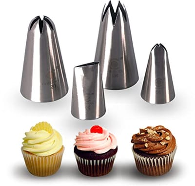 Cupcake Decoratie Spuitmond Set – 2 Grote en 2 Kleine Icing Tips voor Taartdecoratie