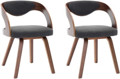 Gebogen Eetkamerstoelen - Keukenstoelen Set - Comfortabel Zitten - Massief Houten Frame - 54 x 53 x 77 cm - Donkergrijs