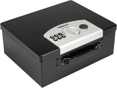 Documentenkluis met elektronische vergrendeling, contante storting, 32.5 x 25.5 x 12.5 cm, zwart, veilig en brandwerend