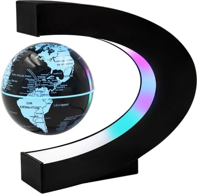 Zwevende Wereldbol met 7 Kleuren Verlichting, Automatische Rotatie en Magnetisch Veld, Educatief Decor voor Thuis en Kantoor