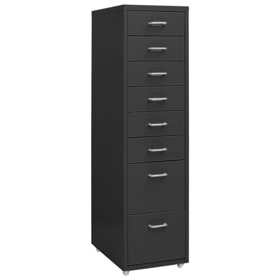 vidaXL - Ladeblok - verrijdbaar - 28x41x109 - cm - metaal - antracietkleurig