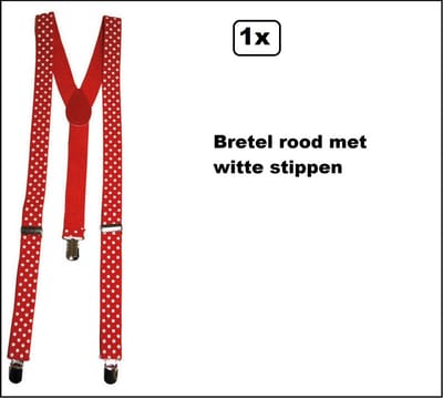 Bretel rood met witte stippen - Polka - Red and white festival thema feest verjaardag fun verjaardag
