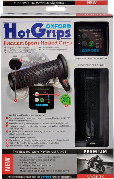 Oxford V8 Handvatverwarming - Hotgrips Sports - 5 standen regelbaar - Warme handen op de motor of scooter