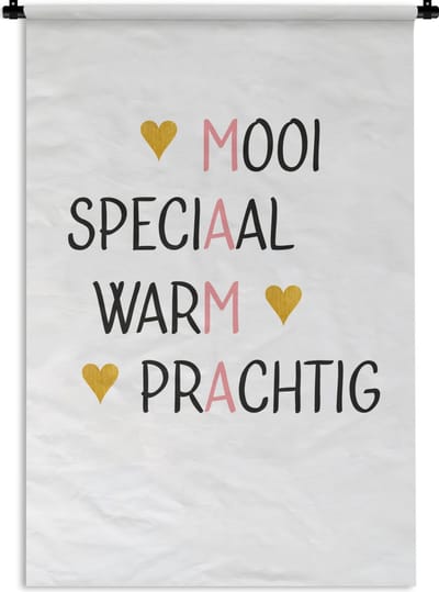 Wandkleed Moederdag - Moederdag cadeau tip - print met tekst - Mama is mooi speciaal warm prachtig Wandkleed katoen 60x90 cm - Wandtapijt met foto