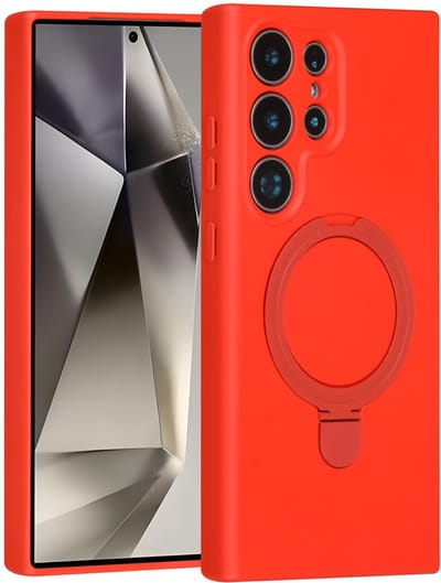 TUNIQ telefoonhoesje voor Samsung Galaxy S24 Ultra - MagSafe met ringstand - Rood