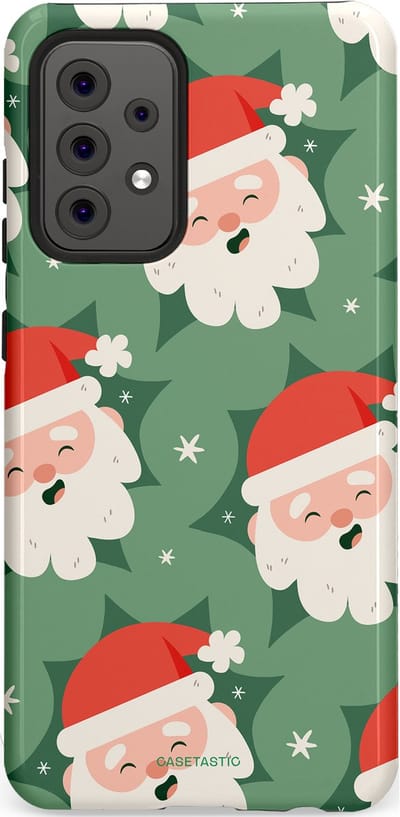 Casetastic hoesje geschikt voor Samsung Galaxy A52 (2021) 5G / Samsung Galaxy A52 (2021) 4G - Dubbellaagse bescherming - Vrolijke Kerstmannen in de Sneeuw - Fashion Case - Saliegroen Wit Perzik Crème