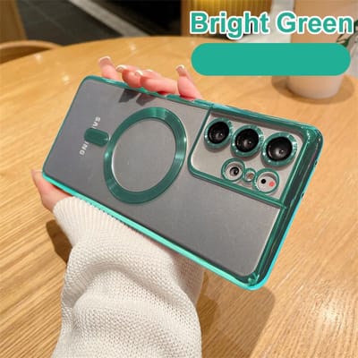 Originele draadloze magnetische hoes voor MagSafe-hoes voor Samsung Galaxy S21 FE S22 Plus S23 S24 Ultra met volledige glazen camerabescherming For S24