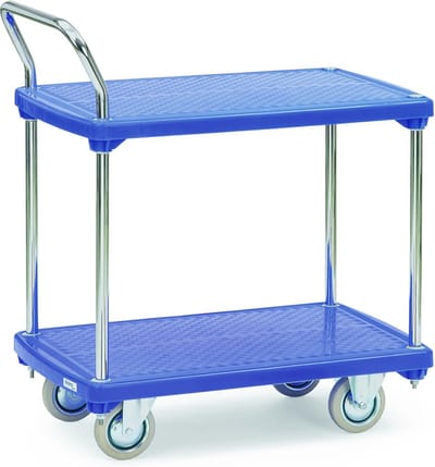 Tafelwagen - Dienstwagen - Materiaal Transport - Dubbel Laadvlak - 81x50 cm - Blauw