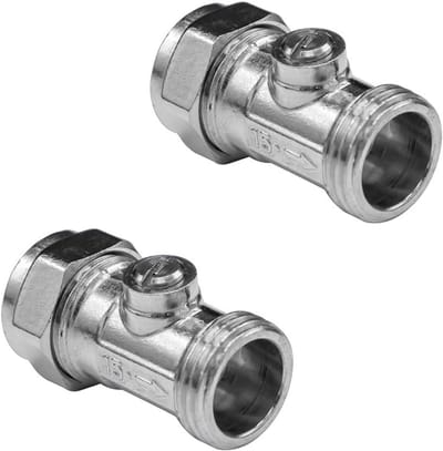 Isolatie Serviceklep 15mm Mannelijk Plat - Set van 2 Stuks - Geschikt voor Verwarming en Leidingen