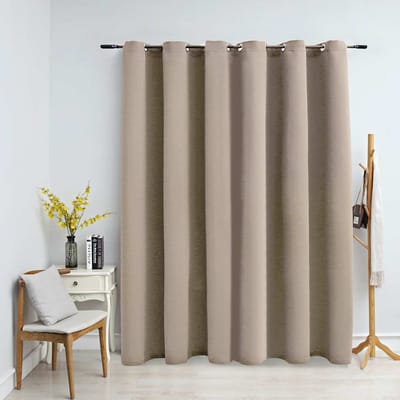 vidaXL - Gordijn - verduisterend - met - metalen - ringen - 290x245 - cm - beige