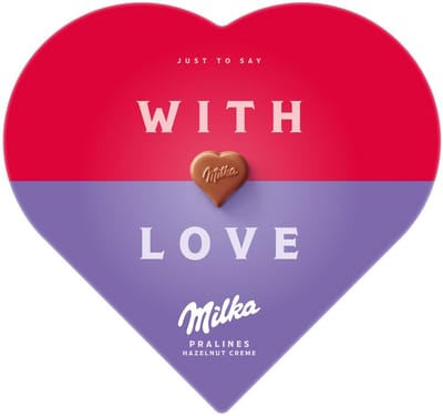 Milka I love Milka Chocolade Hart Hazelnoot Crème - 30 Pralinés - 165g - Bonbons en Pralinés - Verjaardag Cadeau Vrouw of Man - Geschenkset voor Man en Vrouw - Chocoladecadeau - Cadeautjes - Liefde - Bonbons