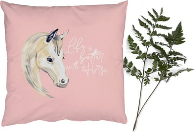 Sierkussens - Kussentjes Woonkamer - 50x50 cm - Quotes - Spreuken - Paarden - Life is better with a horse