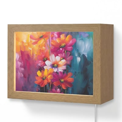 Wandlamp 20x15 cm - Oplaadbaar - Felle bloemen - Dynamisch - Levendig - Wandlampen binnen woonkamer - Slaapkamer lamp met kabel - Decoratieve nachtlamp - Vloerlamp snoer