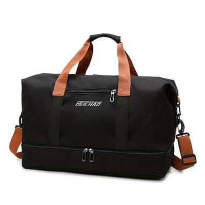 SJTOER Sporttas met Schoenenvak en Natvak – Sporttas en Reistas – Weekendtas – Unisex – Zwart – 46 × 25 × 28 cm
