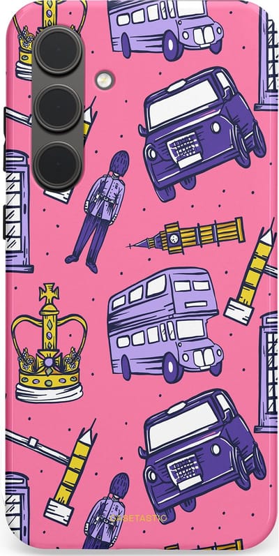 Casetastic Hoesje Geschikt voor Samsung S24 Plus - Stijlvolle Beschermende Duo-layer Case - Brits London Roze Avontuur - Londen