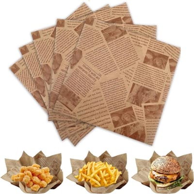 Daity Bakpapier- Sandwich-inpakpapier bakpapiervellen - 6 x 6 inch Oud krantenpapier Vetvrij Deli -papier voor het bakken (100 vellen，bruin)