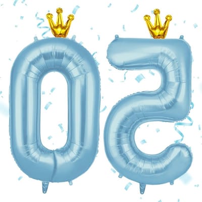 SnelShoppen - 50e Verjaardag Ballon Blauw Kroon Folie Ballon 101 cm Helium Gevuld Grote Ballonnen voor Feesten en Bruiloften