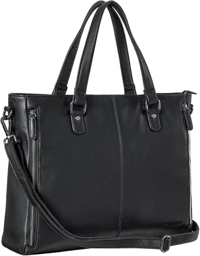 Grote Leren Aktetas Dames Vintage Schoudertas voor Laptop en Documenten