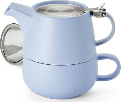 Theepot met kopje - Tea for one theepot - Tea for one - Tea for one set met filter - blauw