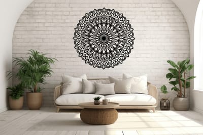 Mandala muurdecoratie - Wanddecoratie - Deco - Zwart - Hout - Decoratie - Art - Muurdecoratie - Line art - Wall art - Wandborden - Bohemian - kerst - kerstcadeau - wandecoratie woonkamer - Moederdag cadeautje - Moederdag - Valentijn decoratie