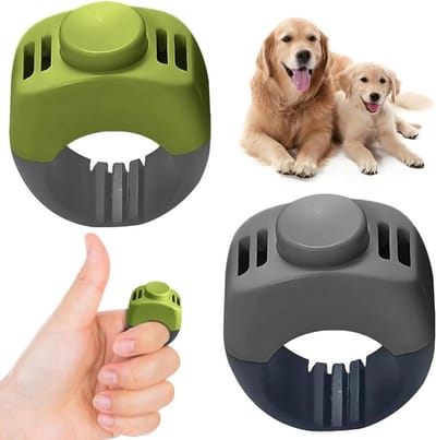 SnelShoppen - 2 Stuks Clicker Hond Training - Groen en Grijs met Duidelijke Klikgeluid - Finger Ring 19/21mm voor Honden, Katten en Puppies