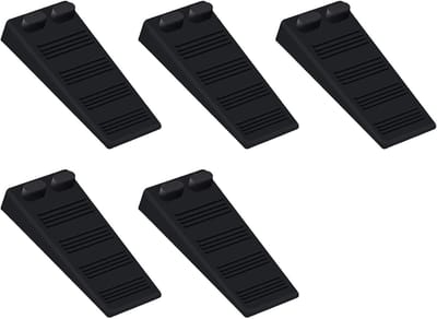 Deurstopper - 5 Stuks - Deurstoppers Buiten en Binnen - Rubber - Hoogte Verstelbaar - Stevige stapelbare deurstoppers voor de vloer - Stevige deurstopper - voor binnen en buitendeuren - Tapijt, Floor en Door - Deurstop - 9.3*4*1.5cm - Zwart