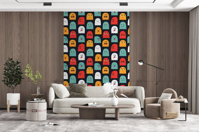 Behang - Fotobehang Patroon - Pacman - Games - Spook - Jongens - Kinderen - Kids - Breedte 200 cm x hoogte 300 cm