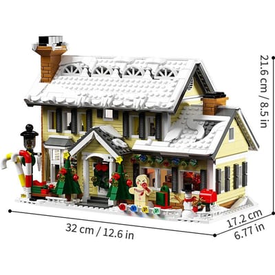 ! Kerst Vakantiehuis Bouwset Kersthuis Compatibel met Legoed Cadeaus voor Jongens, Meisjes, Familie en Vrienden bagged gray