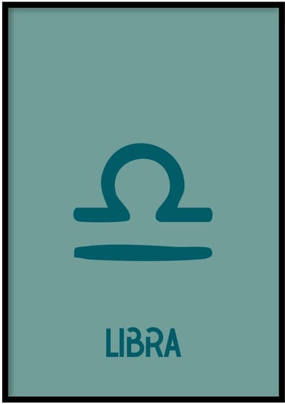 Poster Sterrenbeeld Libra blauw - 30x40 cm - Sterrenbeeld - WALLLL - Exclusief lijst - Professioneel fotopapier