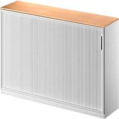 Schäfer Shop Genius Roldeurkast TETRIS SOLID, 3 ordnerhoogten, B 1600 mm, incl. 19 mm afdekplaat, beukenpatroon/blank aluminium/blank aluminium