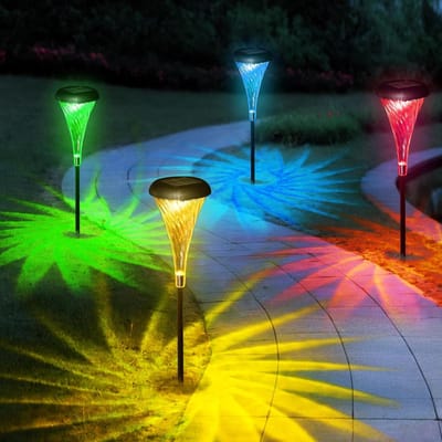 ZRSS® Solar Tuinverlichting Grondspots - Padverlichting Zonne Energie Met 2 Verlichtingsmodi - Tuinpad Verlichting Voor Tuin, Zwembad en Gazon - Waterdicht - 4 Stuks