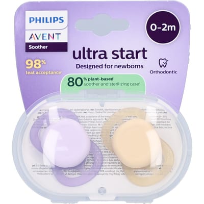 Philips Avent Ultra Start – BPA-vrije siliconen fopspeen (0-2 mnd) – Symmetrisch ontwerp – 2 stuks - SCF075/11