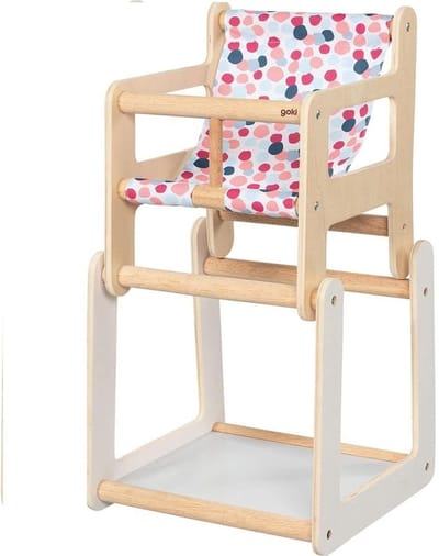 GOKI Poppenstoel - 2 In 1 Met Tafel - 25X24,5X47Cm - Hout En Tekstiel - 3 Jaar