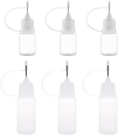 Set van 6 Precisie Lijmapplicators met Naaldtip, Plastic Flessen voor Nauwkeurig Lijmen, Doseringsflessen voor Hobby en Klussen (10ml/5ml)