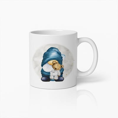 Schattige Kabouter en Teddybeer Mok 330 ml – Knus Slaapdesign Koffiebeker voor Kinderen en Kabouterliefhebbers